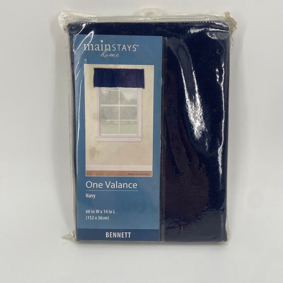 Main Stays Valance Navy - Picture 1 of 6